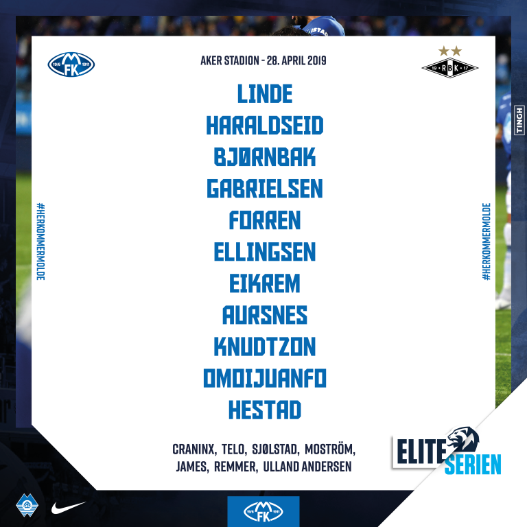 Her er laget som Molde stilte med mot Rosenborg.