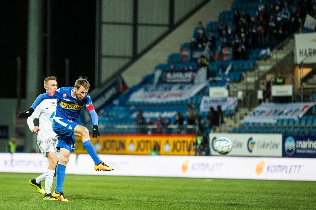 Håvard Stobæk sendte Sandefjord opp i en tidlig ledelse. Foto: NTB scanpix