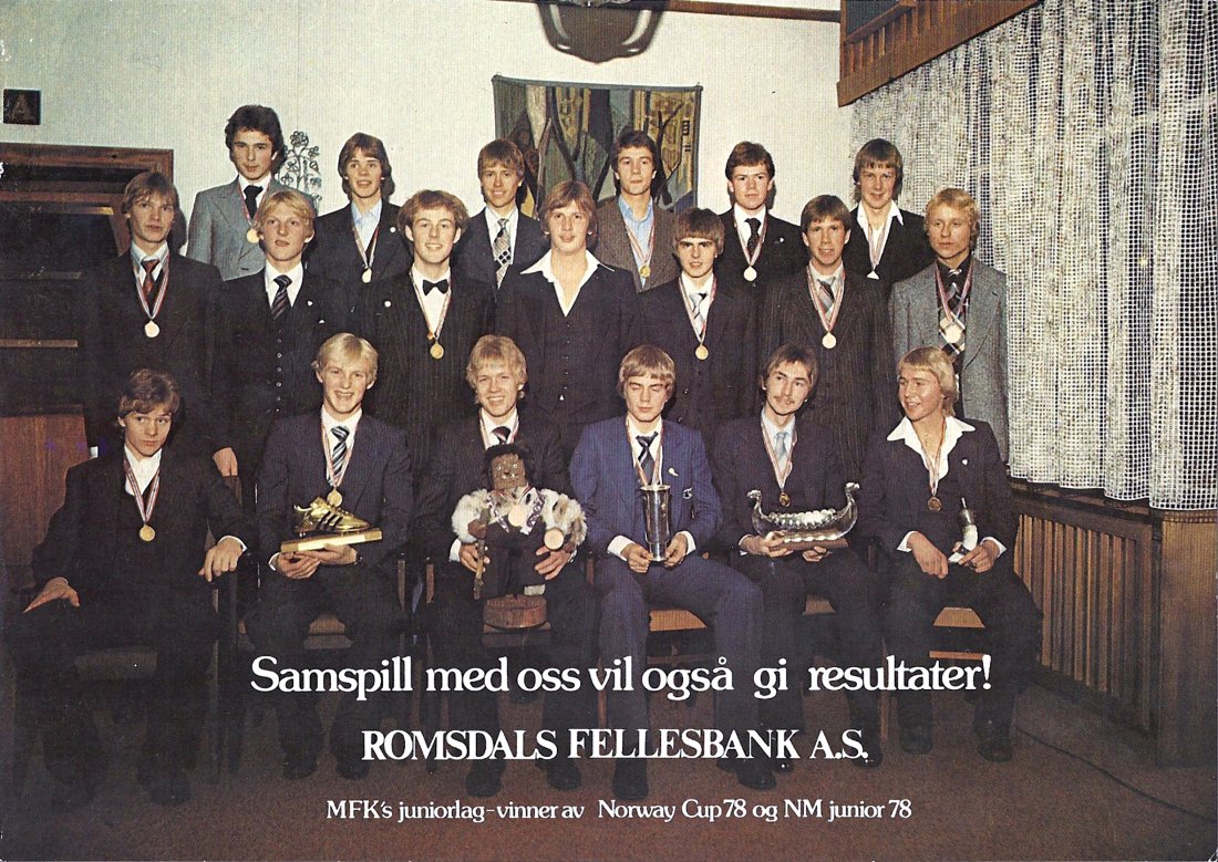 Norgesmestrene: 1.rekke: Terje Rye, Jo Nesbø, Knut Olav Orøy, Tor Gunnar Hagbø, Harald Beret, Odd Einar Lillebostad. 2.rekke: Runar Bratli, Knut Nesbø, Stig Ruste Amdam, Per Vågan, Dann Knarbakk, Bjørn Bergset, Pål Gjerde. 3.rekke: Robert Gjerde, Knut Inge Sotnak, Dagfinn Gjerde, Finn Småge, Ivar Helge Mittet, Stein Erik Blikås.