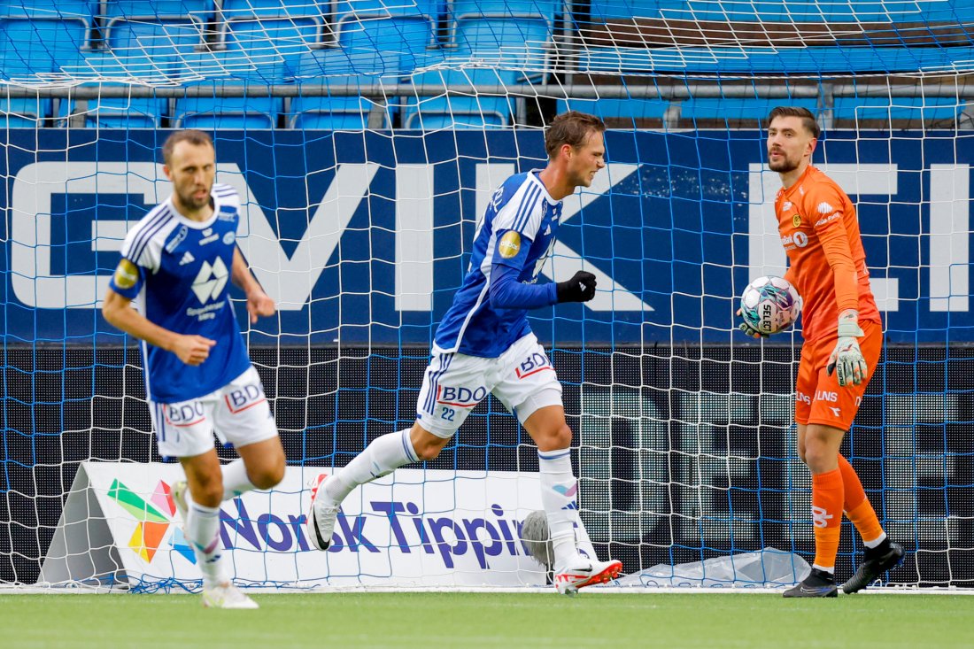 Magnus Grødem jubler etter 1-1-målet. Foto: Svein Ove Ekornesvåg / NTB