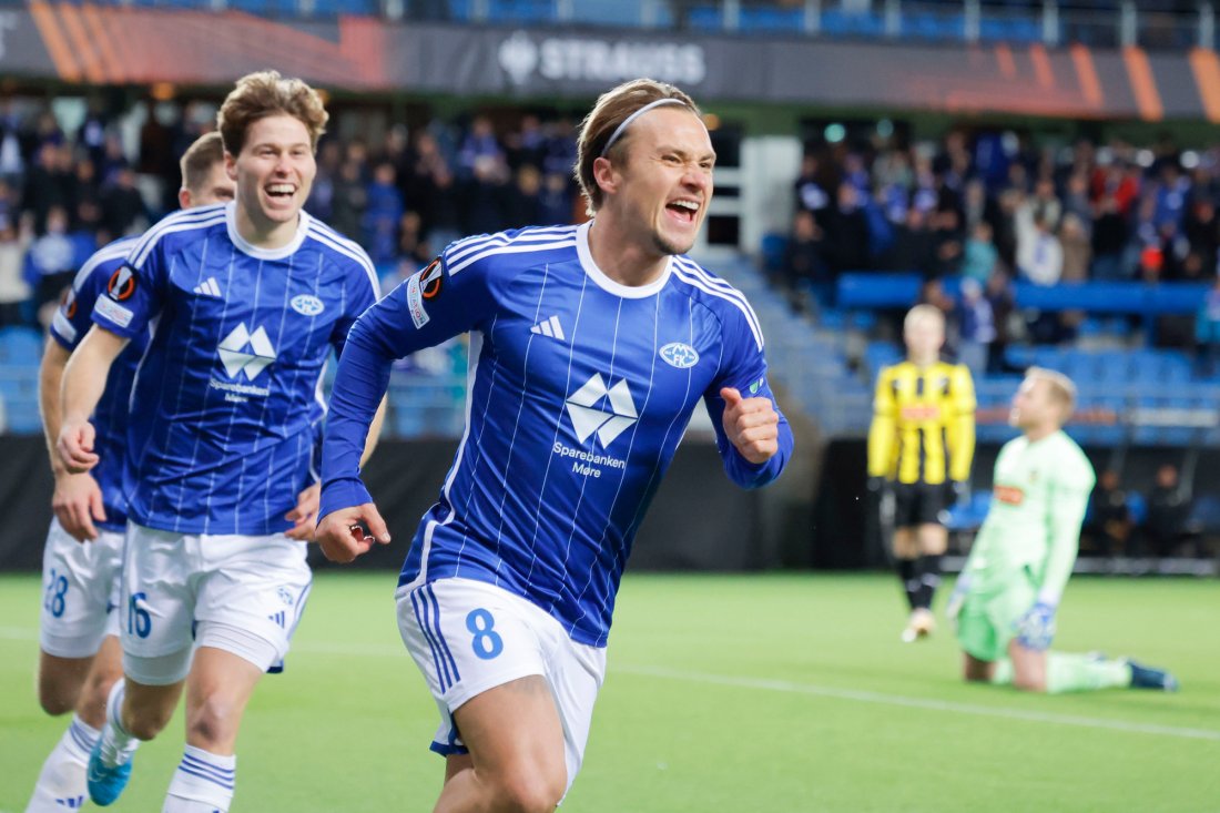 Fredrik Gulbrandsen jubler etter at han satte inn 1-0. Foto: Svein Ove Ekornesvåg / NTB