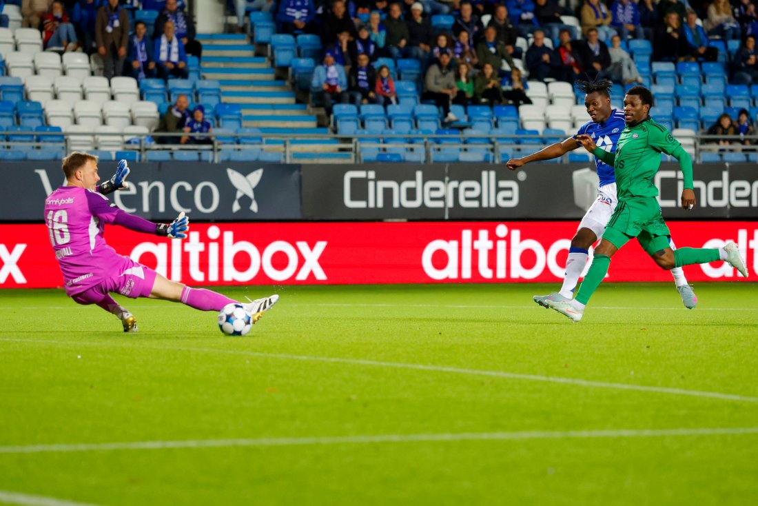Jalal Abdullai har løpt fra midtbanen og setter inn 3–1. Foto: Svein Ove Ekornesvåg / NTB