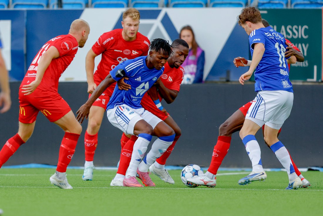 Jalal Abdullai fikk lite til offensivt, og han var innblandet i begge baklengsmålene i 1. omgang. Foto: Svein Ove Ekornesvåg / NTB