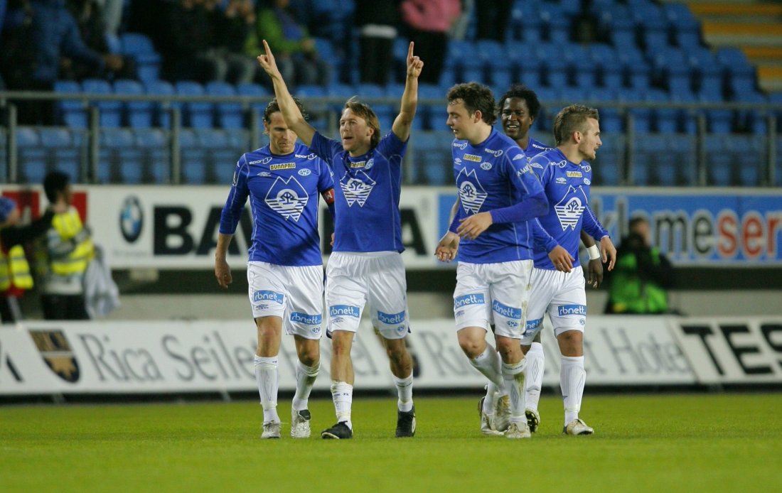 Matchvinner Mattias Mostrøm jubler etter sin 3-2-scoring mot Brann i 2010. Foto: Svein Ove Ekornesvåg, NTB / Scanpix